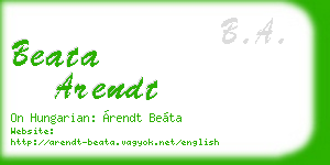 beata arendt business card